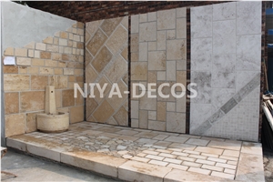 China Beige Limestone/ Coral Stone French Pattern Tiles Seashell Stone Tiles for Walling & Flooring