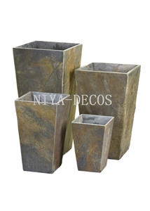 China Rustic Slate Flower Stand,Planters Pot for Garden Decoration,Landscaping Stone