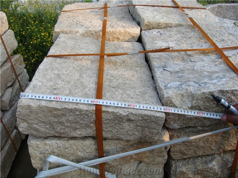 G350 China Rust Sesame Yellow Granite Kerbs,Yellow Granite Curbstone