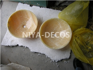 Own Factory-China Honey Onyx Round Shaped Bathroom Sinks/Basins/ Vessel Sinks