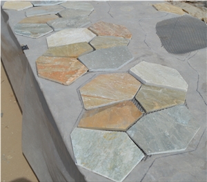 Fargo 014 China Yellow Slate Random Flagstone, Yellow Slate Irregular Flagstone for Wall Cladding/Road Paving