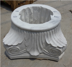 Fargo Bianco Carrara White Marble Column Tops, White Marble Polished Roman Column Tops