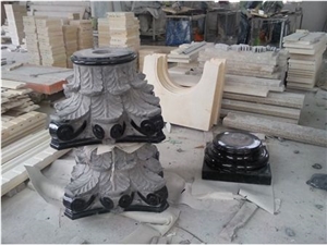 Fargo Black Marble Column Tops and Bases, Pedestal Columns Fargo Black Marble Column Tops and Bases, Pedestal Columns