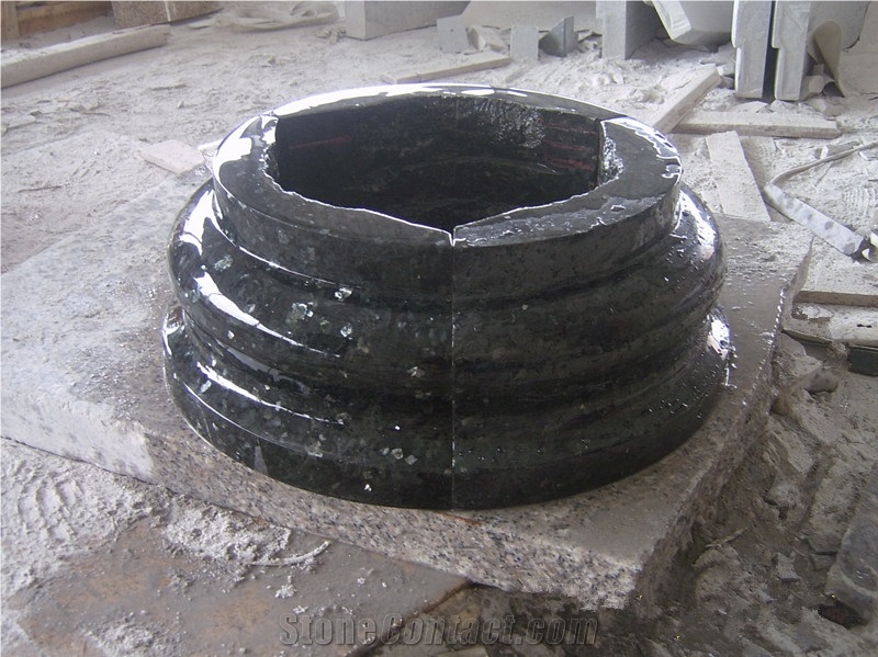 Fargo Blue Pearl Granite Polished Column Base, Blue Pearl Pedestal Column Base
