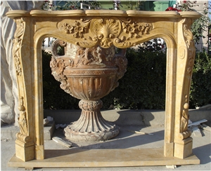 Fargo Gold Travertine Fireplace, Yellow Travertino Polished Fireplace Fargo Gold Travertine Fireplace, Yellow Travertino Polished Fireplace