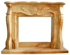 Fargo Sunset Yellow Marble Fireplace