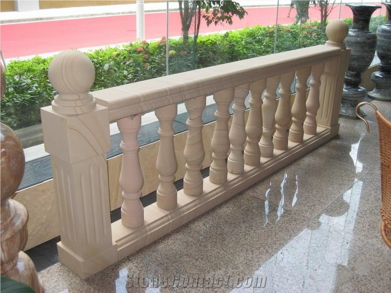 Fargo Wooden Vein Yellow Sandstone Staircase Rails & Balustrades