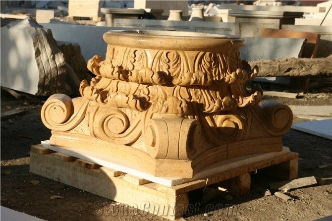 Fargo Yellow Marble Column Tops and Bases