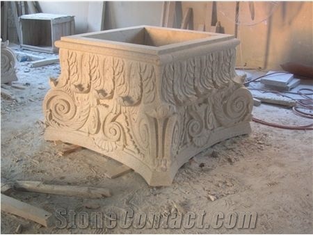 Fargo Yellow Marble Column Tops and Bases