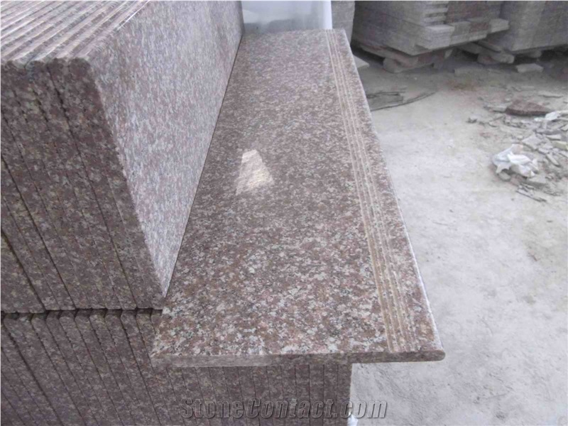 G687 Granite Stairs & Steps, Peach Red Granite Stairs & Steps, G687 Peach Imperial Pink Red Granite Steps