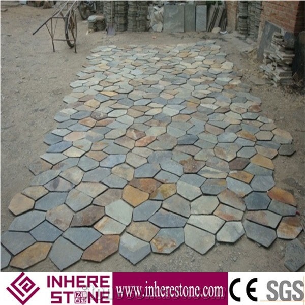 China Multicolor Slate Flagstone/ Nature Stone Mats/Nature Culture Mats Slate Paving Stone