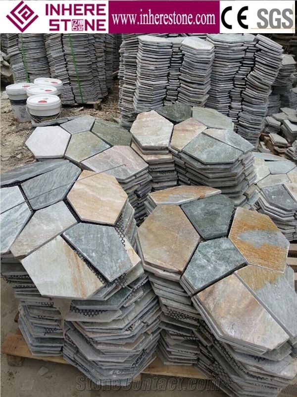 China Multicolor Slate Flagstone/ Nature Stone Mats/Nature Culture Mats Slate Paving Stone