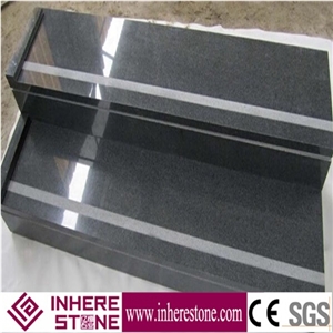 Polished China G654 Nero Impala,Pingnan Sesame Black,Sesame Black,Sesame Black Of Changle Dark Grey Granite Steps & Stairs/Treads/ Staircase/Stair Threshold