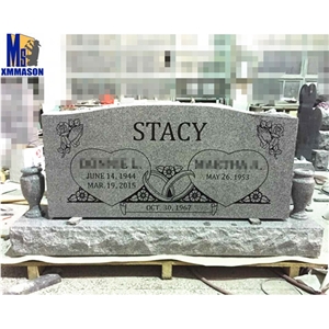 China Grey Granite American Style Double Tombstone and Monument, Grey Granite Monument & Tombstone