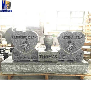 China Grey Granite American Style Double Tombstone and Monument, Grey Granite Monument & Tombstone