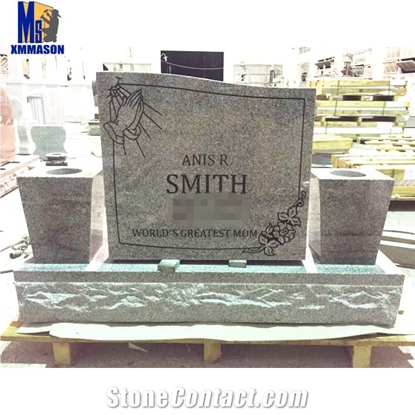 China Grey Granite Carving Tombstone,American Cemetery Monument
