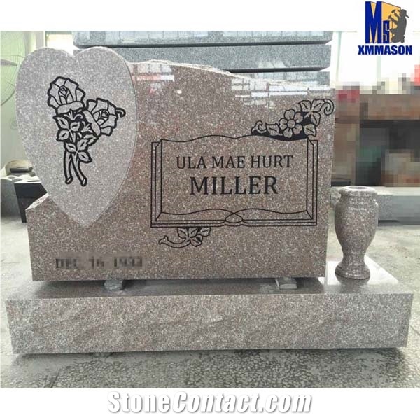 China Grey Granite Carving Tombstone,American Cemetery Monument