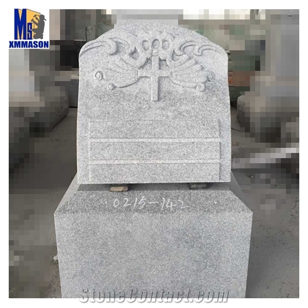 China Grey Granite Carving Tombstone,American Cemetery Monument
