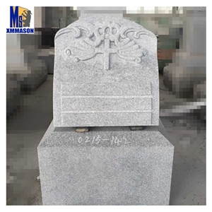 China Grey Granite Carving Tombstone,American Cemetery Monument