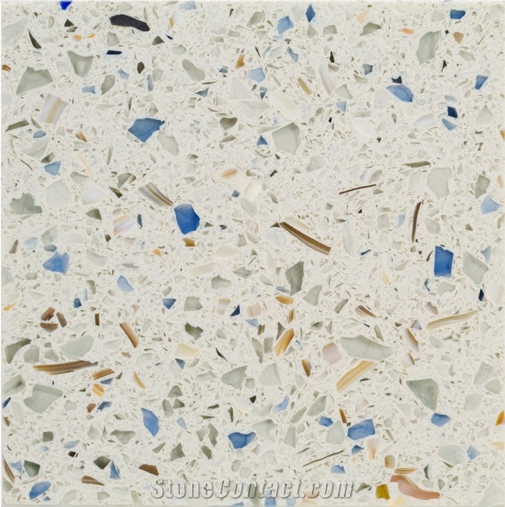 Blue Glass Quartz Stone with Ocean Feeling