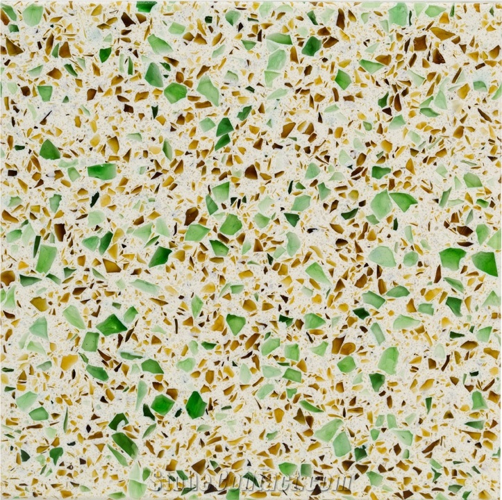 Quartz Stone Slabs & Tiles in Green Glass