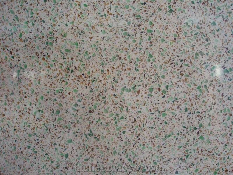 Quartz Stone Slabs & Tiles in Green Glass