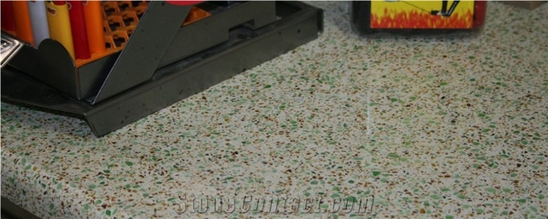 Quartz Stone Slabs & Tiles in Green Glass
