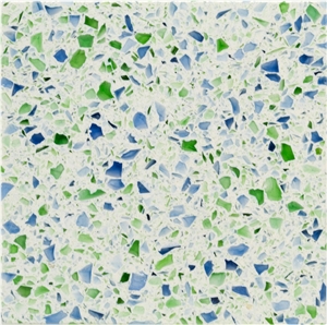 Quartz Stone Slabs & Tiles with Colorful Glass