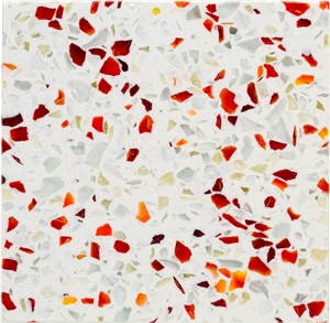 Red Glass Quartz Stone Slabs & Tiles