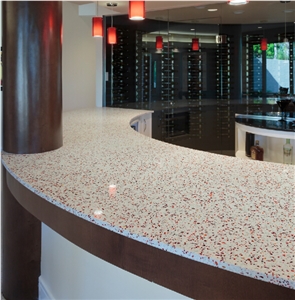 Red Glass Quartz Stone Slabs & Tiles