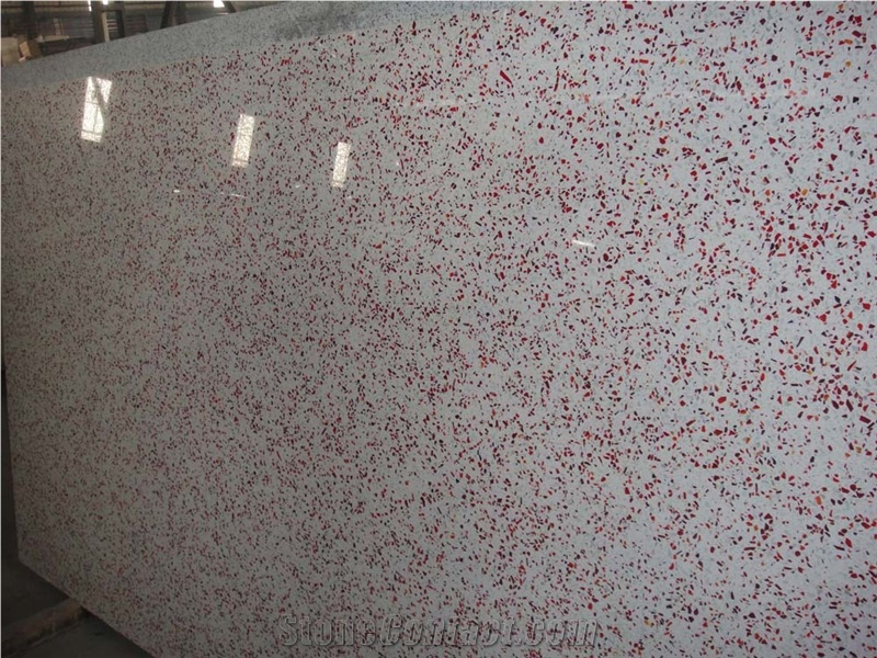 Red Glass Quartz Stone Slabs & Tiles