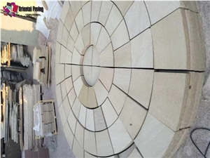 Beige Sandstone Cube Stone Paving Circle, Yellow Sandstone Circle Stone Paving,Patio Pavers,Garden Paving,Landscaping Stone