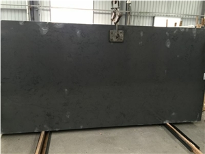 Basalt Rock Quartz Stone Tiles, Black Quartz Stone Slabs, Solid Surfaces Engineered Stone