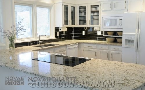 Quartz Stone Kitchen Countertop, Beige Kitchen Countertops