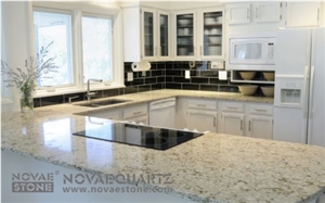 Quartz Stone Kitchen Countertop, Beige Kitchen Countertops