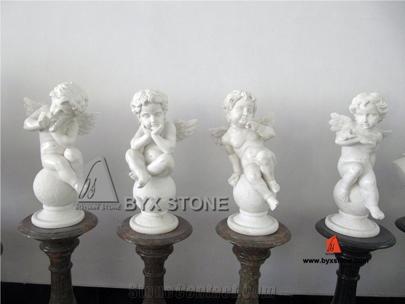 China White Marble Sculpture with Playing Musical Instruments