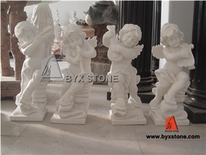 China White Marble Sculpture with Playing Musical Instruments