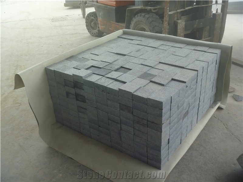 China Dark Grey G654 Cubic Stone, Grey Granite Cube Stone & Pavers