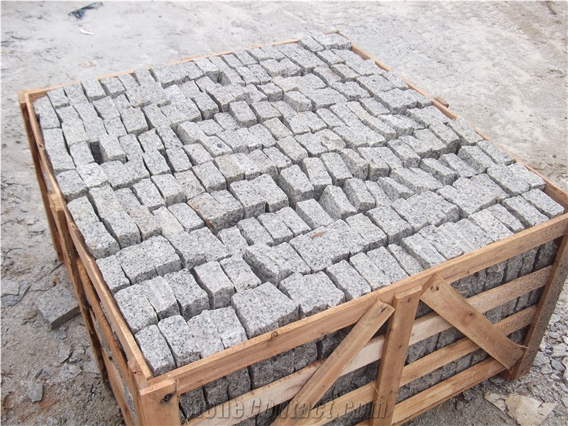 Light Grey Granite Cobble Stone, G603 Granite Cube Stone & Paver