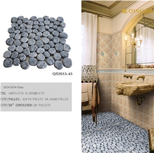 Big Sesame Black Granite Mosaic, Natural Stone Mosaic, Pebble Mosaic