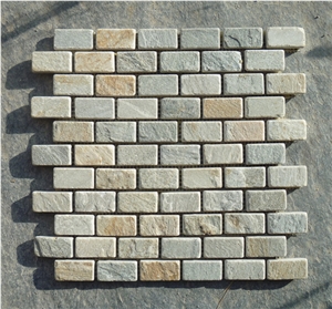 Oyster Slate Brick Mosaic, Beige Slate Wall/Floor Mosaic