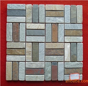 Oyster Slate Brick Mosaic, Beige Slate Wall/Floor Mosaic