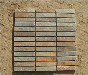 Oyster Slate Brick Mosaic, Beige Slate Wall/Floor Mosaic