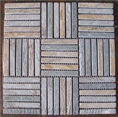 Oyster Slate Brick Mosaic, Beige Slate Wall/Floor Mosaic