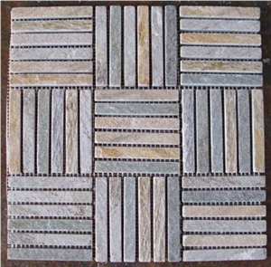 Oyster Slate Brick Mosaic, Beige Slate Wall/Floor Mosaic