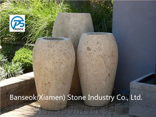 Yellow Granite Flower Pot, Outdoor Pot/ Planter