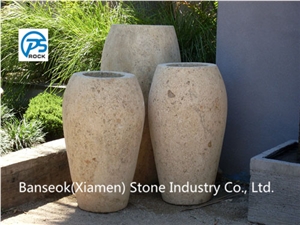 Yellow Granite Flower Pot, Outdoor Pot/ Planter