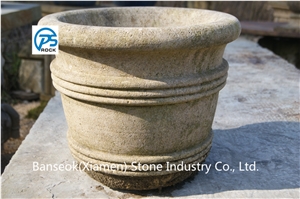 Yellow Granite Flower Pot, Outdoor Pot/ Planter