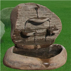 Antique Stone Water Garden Fountains Water Features, River Stone Yellow Granite Garden Fountains