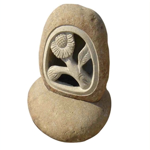 Beautiful Carved Flower Granite Lamps for Exterior Decoration, G682 Yellow Granite Lamps